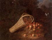 unknow artist A wooded landscape with sirawberries spilling from an overturned basket Spain oil painting reproduction